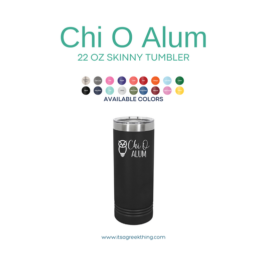 Chi Omega Alum 22 Oz Skinny Tumbler