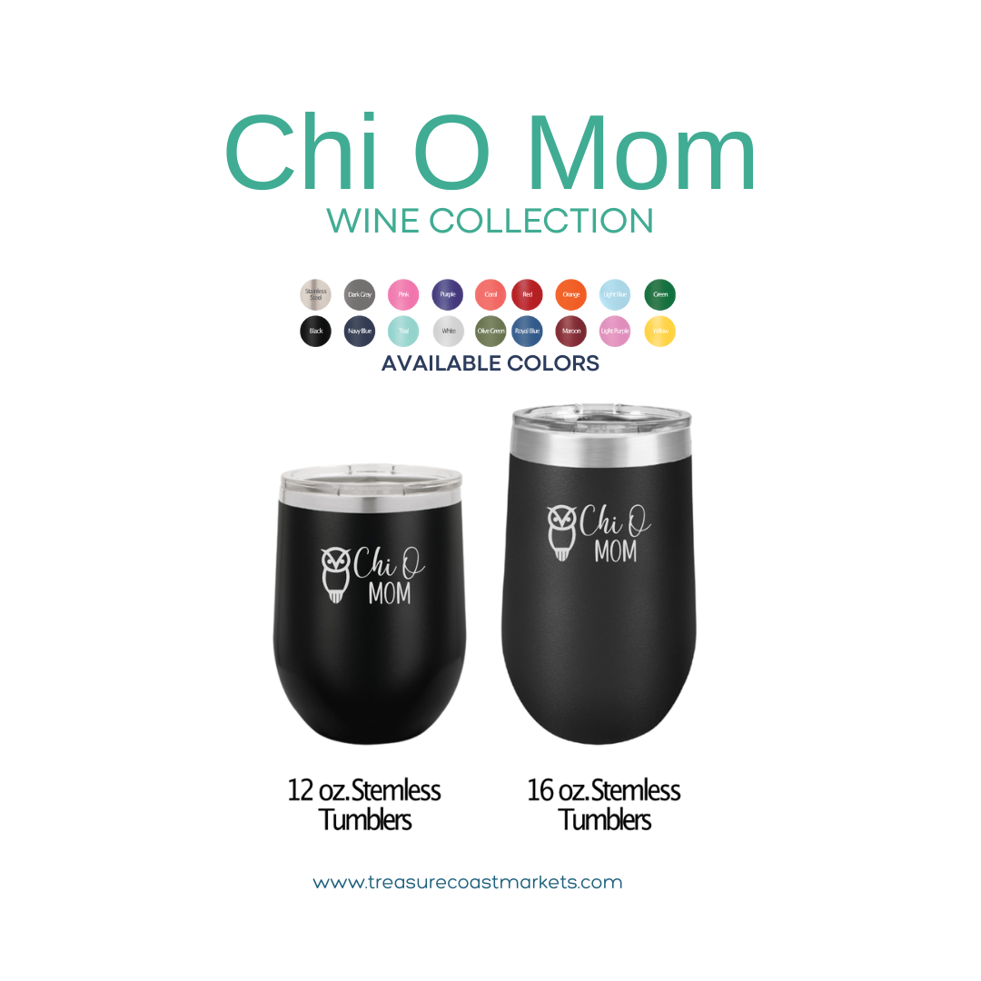 Chi Omega Mom Stemless Tumbler