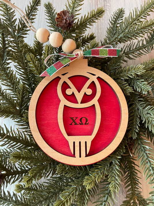 Chi Omega Owl Ornament